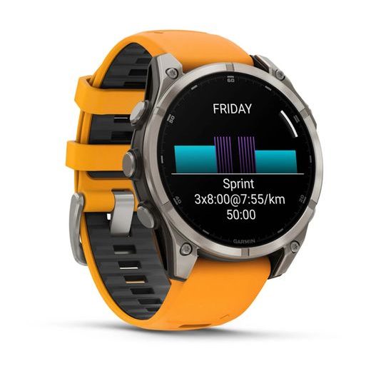 GARMIN FENIX® 8 – 47 MM, AMOLED SAPPHIRE, TITANIUM S ORANGE/GRAPHITE SILIKONOVÝM ŘEMÍNKEM 010-02904-11 - FENIX 8 47MM - ZNAČKY