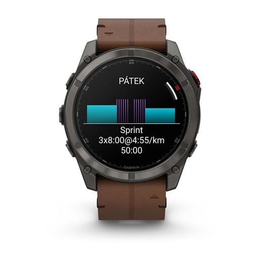 GARMIN FĒNIX® 8 PRO – 51 MM, AMOLED SAPPHIRE, CARBON GREY DLC TITANIUM S CHESTNUT KOŽENÝM ŘEMÍNKEM 010-03199-40 - FENIX 8 PRO 51MM - ZNAČKY