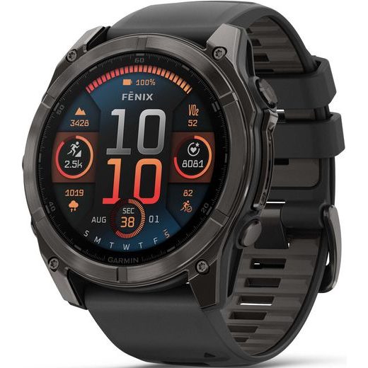 GARMIN FENIX® 8 – 51 MM, AMOLED SAPPHIRE, CARBON GREY DLC WITH BLACK/GREY SILICONE STRAP 010-02905-21 - FENIX 8 51MM - BRANDS