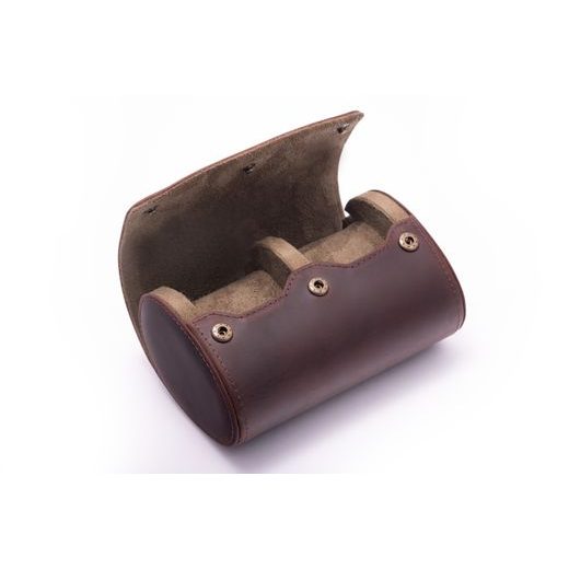 KOŽENÉ CESTOVNÍ POUZDRO HELVETI (PRO 2 HODINKY - TMAVĚ HNĚDÉ) - BOXY NA HODINKY - OSTATNÍ