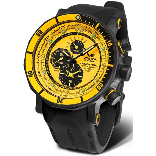 VOSTOK EUROPE LUNOCHOD-2 MULTIFUNCIONAL LINE YM86/620C504 - BLACK RUBBER STRAP - LUNOCHOD-2 - BRANDS