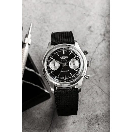 VULCAIN CHRONOGRAPH 70'S - BLACK / SILVER - CHRONOGRAPH 1970'S - ZNAČKY