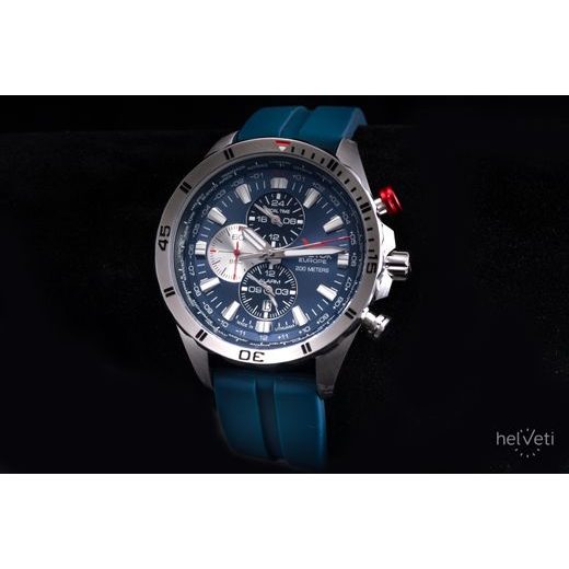 VOSTOK EUROPE ALMAZ MULTIFUNCTIONAL LINE YM26-320A652 - MODRÝ GUMOVÝ ŘEMÍNEK - ALMAZ SPACE STATION - ZNAČKY