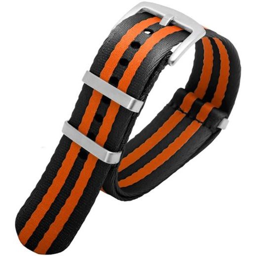 STRAP NATO SPORTS STRIPES, BLACK-ORANGE 20 MM - STRAPS - ACCESSORIES