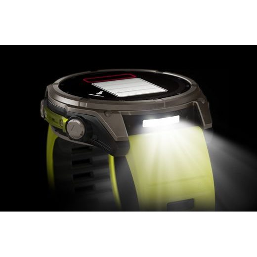 GARMIN FENIX® 8 – 51 MM, SOLAR, SAPPHIRE SAPPHIRE, TITANIUM S YELLOW/GRAPHITE SILIKONOVÝM ŘEMÍNKEM 010-02907-21 - FENIX 8 51MM - ZNAČKY
