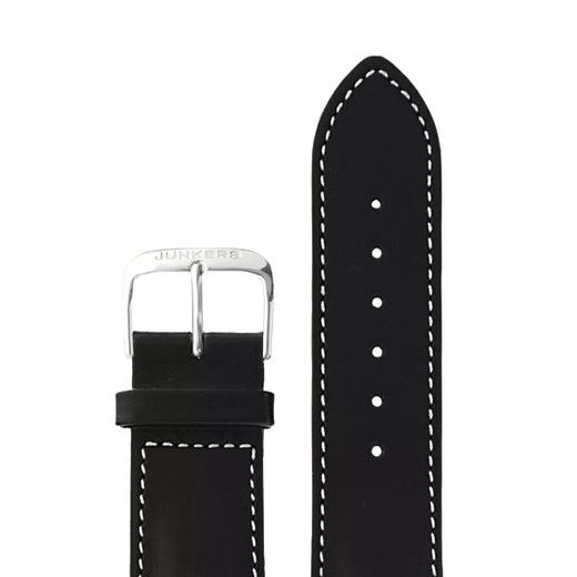 LEATHER STRAP JUNKERS 20MM - BLACK/WHITE STITCHING - STRAPS - ACCESSORIES