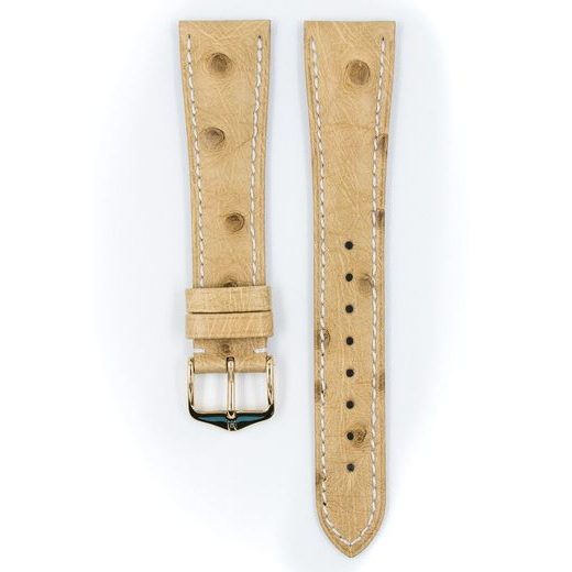 ŘEMÍNEK HIRSCH MASSAI OSTRICH 1 - BÉŽOVÝ, KONTRAST - STRAPS - ACCESSORIES