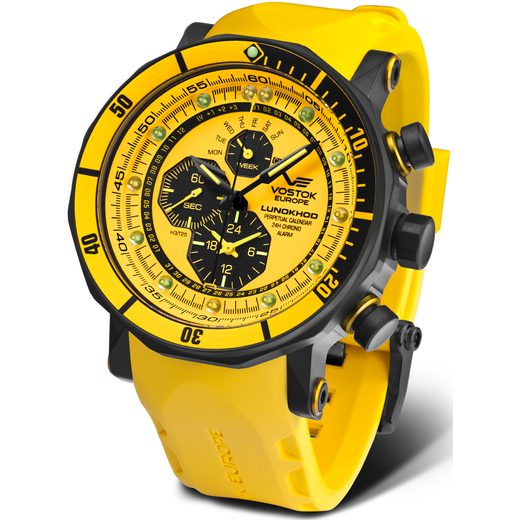 VOSTOK EUROPE LUNOCHOD-2 MULTIFUNCIONAL LINE YM86-620C504 - YELLOW RUBBER STRAP - LUNOCHOD-2 - BRANDS