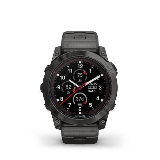 GARMIN FĒNIX 7X PRO SAPPHIRE SOLAR EDITION CARBON GRAY DLC TITANIUM WITH TITANIUM VENTED BRACELET - 010-02778-30 - FENIX 7X - BRANDS