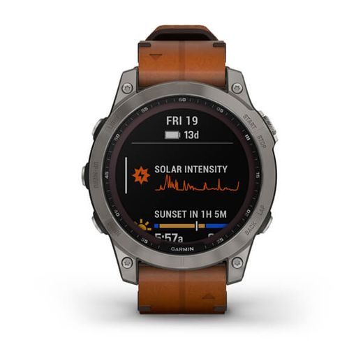 GARMIN FENIX 7 PRO SAPPHIRE SOLAR STYLE TITAN BROWN LEATHER BAND 010-02540-31 - GARMIN - BRANDS