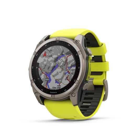 GARMIN FENIX® 8 – 51 MM, SOLAR, SAPPHIRE SAPPHIRE, TITANIUM S YELLOW/GRAPHITE SILIKONOVÝM ŘEMÍNKEM 010-02907-21 - FENIX 8 51MM - ZNAČKY