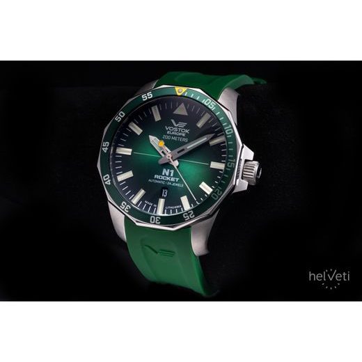 VOSTOK EUROPE N-1 ROCKET AUTOMATIC LINE NH35-225A710 - GREEN RUBBER STRAP - ROCKET N-1 - BRANDS