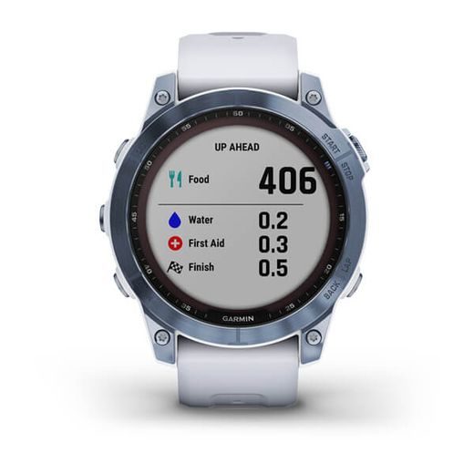 GARMIN FENIX 7 PRO SAPPHIRE SOLAR TITAN BLUE/ WHITE SILICONE BAND - 010-02540-25 - FENIX 7 - BRANDS