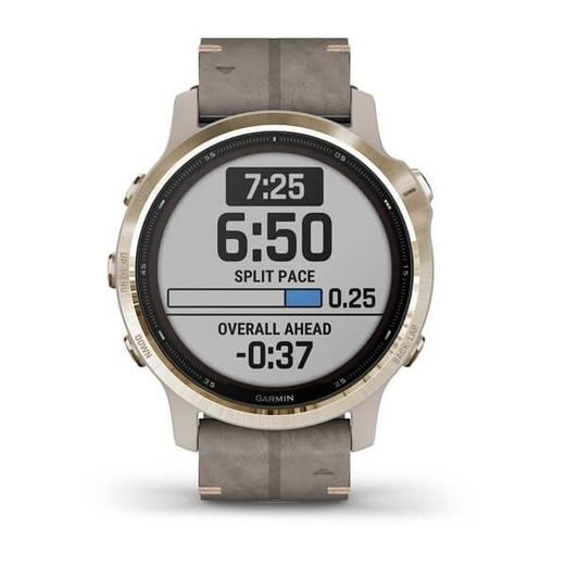 GARMIN FENIX6S PRO SOLAR, LIGHTGOLD/SUEDE BAND (MAP/MUSIC) 010-02409-26 - GARMIN - BRANDS