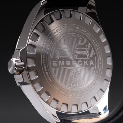 VOSTOK EUROPE LIMITED EDITION EMBÉČKA AUTOMATIC LINE NH35-325A494 - BLACK LEATHER STRAP - EMBÉČKA - BRANDS