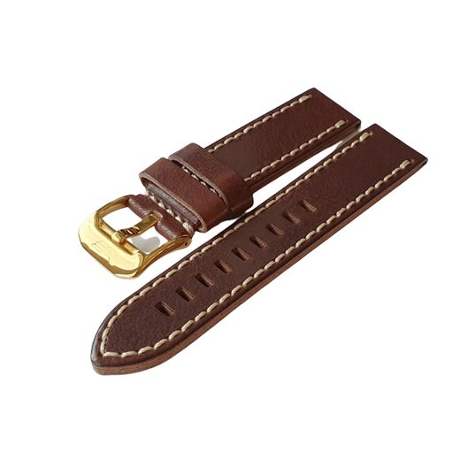 HNĚDÝ KOŽENÝ ŘEMÍNEK VOSTOK EUROPE 22MM PRO ALMAZ 6S11/320H521 - ZLATÁ SPONA - ŘEMÍNKY - OSTATNÍ