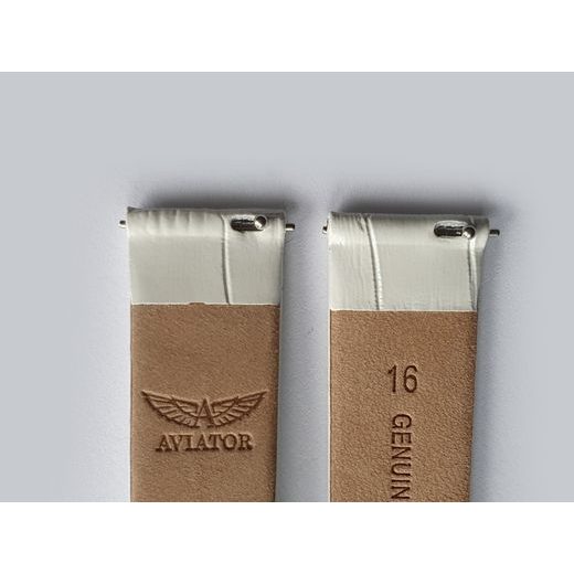 WHITE LEATHER STRAP AVIATOR FOR DOUGLAS MOONFLIGHT V.1.33.2.251.4 - GOLD BUCKLE - STRAPS - ACCESSORIES