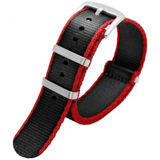 ŘEMÍNEK NATO SPORTS ČERNÝ/ČERVENÝ OKRAJ 20 MM - STRAPS - ACCESSORIES