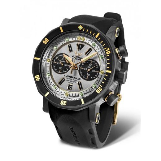 SILIKONOVÝ ŘEMÍNEK VOSTOK EUROPE PRO LUNOCHOD 6S21-620E277S - ČERNÝ/ZLATÁ SPONA - ŘEMÍNKY - OSTATNÍ