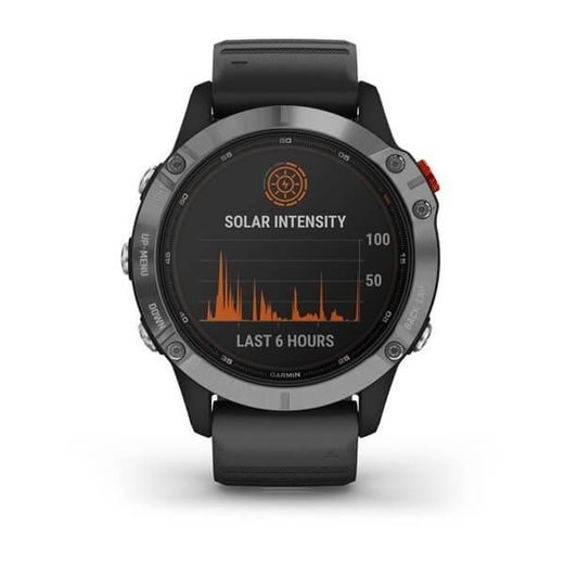 GARMIN FENIX6 SOLAR, SILVER/BLACK BAND 010-02410-00 - GARMIN - BRANDS