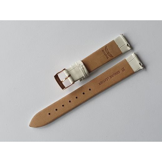 WHITE LEATHER STRAP AVIATOR FOR DOUGLAS MOONFLIGHT V.1.33.2.251.4 - GOLD BUCKLE - STRAPS - ACCESSORIES