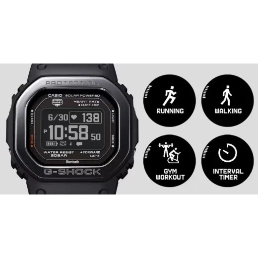 G-Shock G-SQUAD DW-H5600 fitness watch with heart rate monitor is based on  the original G-Shock design