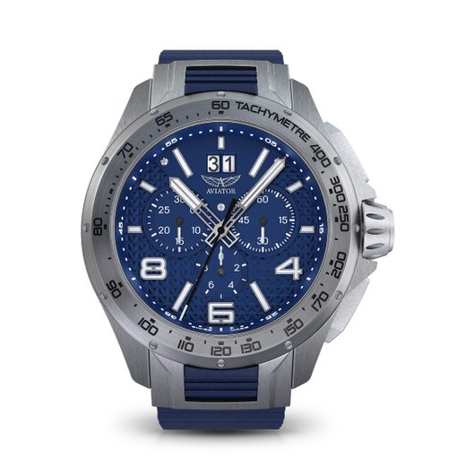 MODRÝ SILIKONOVÝ ŘEMÍNEK AVIATOR PRO MIG-35 M.2.19.0.133.6 - STŘÍBRNÁ SPONA - ŘEMÍNKY - OSTATNÍ