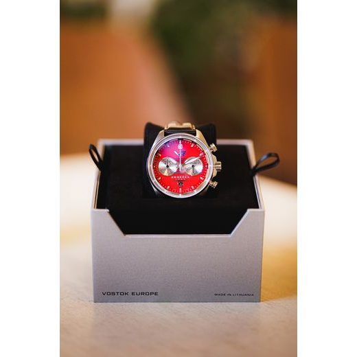 VOSTOK EUROPE LIMITED EDITION EMBÉČKA CHRONO LINE 6S21-325A492 - BLACK LEATHER STRAP - EMBÉČKA - BRANDS