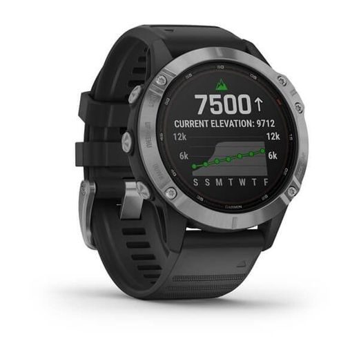 GARMIN FENIX6 SOLAR, SILVER/BLACK BAND 010-02410-00 - GARMIN - BRANDS