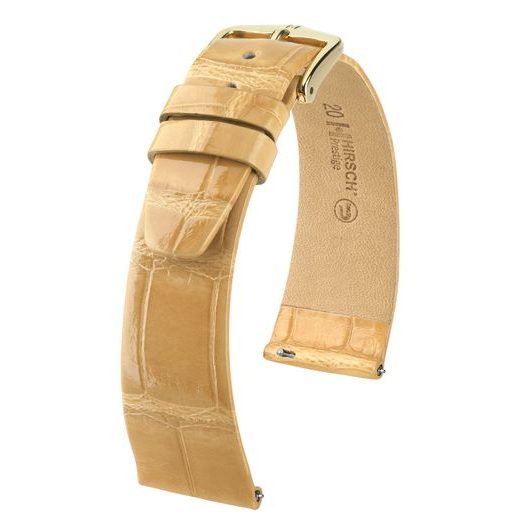 ŘEMÍNEK HIRSCH PRESTIGE ALLIGATOR - BÉŽOVÝ, LESK - ŘEMÍNKY - OSTATNÍ