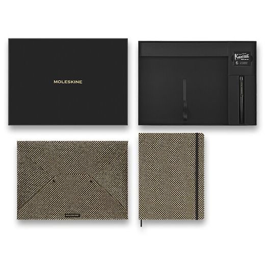 DÁRKOVÁ SADA DIÁŘ MOLESKINE UNI HOLIDAY SHINE GOLD XL A PLNICÍ PERO MOLESKINE KAWECO 1206/5789003 - DIÁŘE A ZÁPISNÍKY - OSTATNÍ