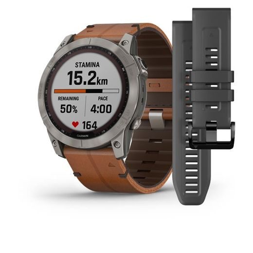 GARMIN FENIX 7X PRO SAPPHIRE SOLAR TITAN/ BROWN LEATHER BAND - 010-02541-19 - FENIX 7X - ZNAČKY