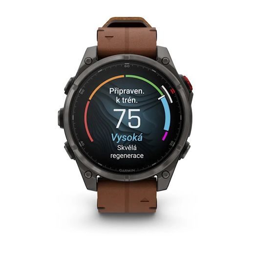 GARMIN FĒNIX® 8 PRO – 47 MM, AMOLED SAPPHIRE, CARBON GREY DLC TITANIUM S CHESTNUT KOŽENÝM ŘEMÍNKEM 010-03198-40 - FENIX 8 PRO 47MM - ZNAČKY