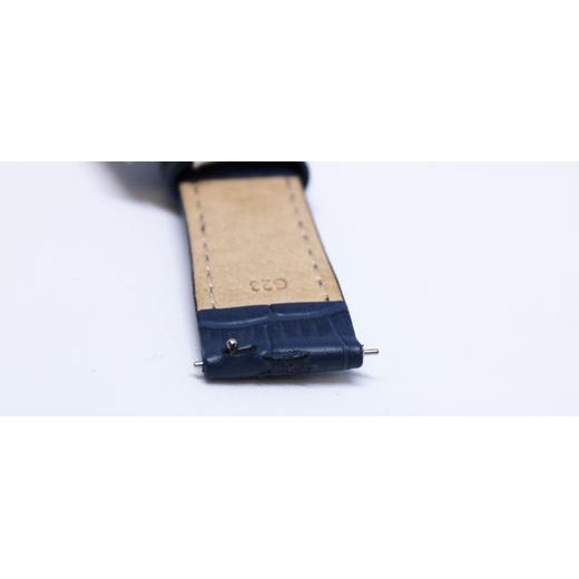 ŘEMÍNEK HIRSCH DUKE - MODRÝ, 20 MM S – KRATŠÍ DÉLKA SPONA 18 MM STŘÍBRNÁ - BAZAR - ŘEMÍNKY - OSTATNÍ