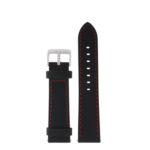 LEATHER STRAP JUNKERS 22MM - BLACK/RED STITCHING - STRAPS - ACCESSORIES
