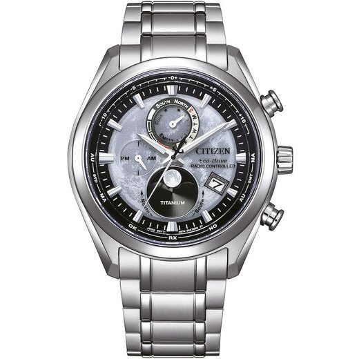 CITIZEN ECO-DRIVE RADIO CONTROLLED TSUKIYOMI MOONPHASE SUPER TITANIUM BY1010-81H - SUPER TITANIUM - BRANDS