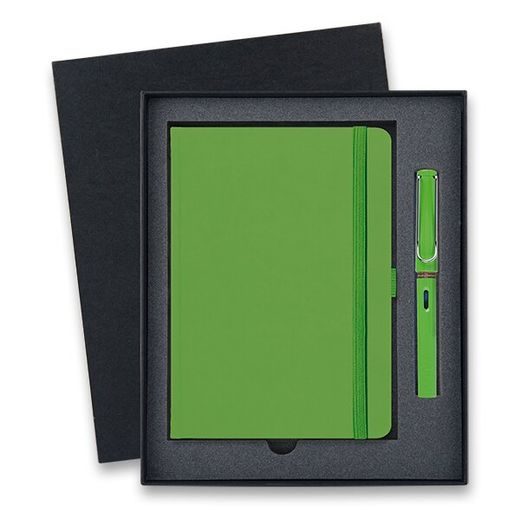 LAMY SAFARI SHINY GREEN FOUNTAIN PEN, GIFT SET WITH NOTEBOOK - PENS SETS - ACCESSORIES