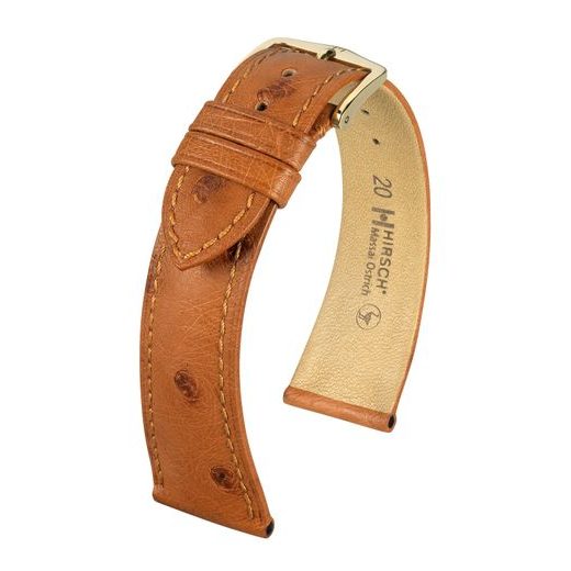 ŘEMÍNEK HIRSCH MASSAI OSTRICH 1 - ZLATOHNĚDÝ - STRAPS - ACCESSORIES