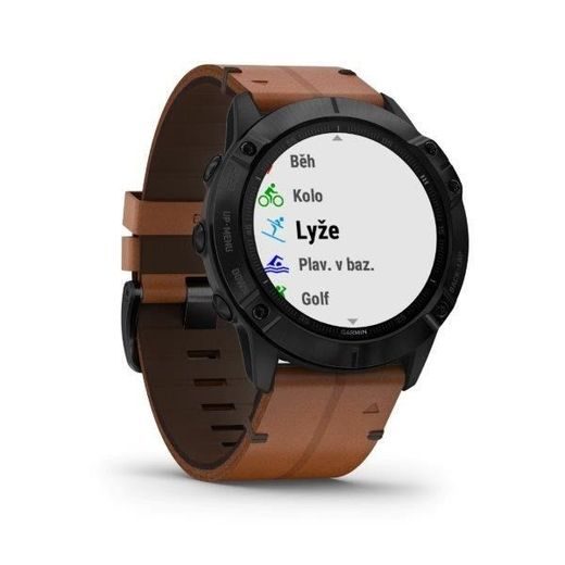 GARMIN FENIX6X PRO SAPPHIRE, BLACKDLC/BROWNLEATHER BAND (MAP/MUSIC) 010-02157-14 - GARMIN - ZNAČKY