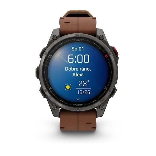 GARMIN FĒNIX® 8 PRO – 47 MM, AMOLED SAPPHIRE, CARBON GREY DLC TITANIUM S CHESTNUT KOŽENÝM ŘEMÍNKEM 010-03198-40 - FENIX 8 PRO 47MM - ZNAČKY