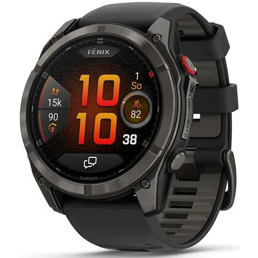 GARMIN FĒNIX® 8 PRO – 51 MM, AMOLED SAPPHIRE, CARBON GREY DLC TITANIUM SE SILIKONOVÝM ŘEMÍNKEM BLACK/PEBBLE GREY 010-03199-01 - FENIX 8 PRO 51MM - ZNAČKY