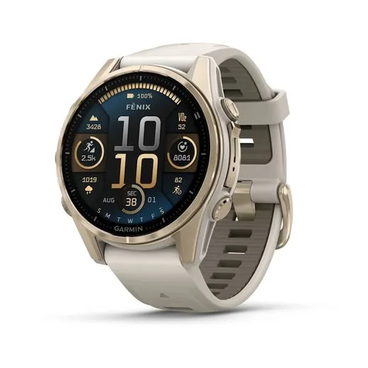 FENIX® 8 – 43 MM, AMOLED SAPPHIRE, SOFT GOLD / FOG GREY SE SILIKONOVÝM ŘEMÍNKEM 010-02903-11 - FENIX 8 43MM - ZNAČKY