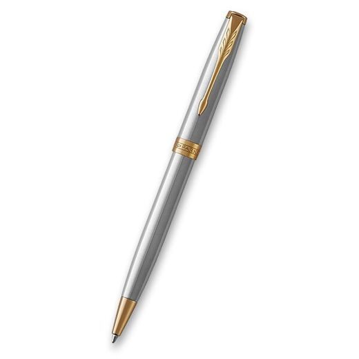 DÁRKOVÁ SADA KULIČKOVÉ PERO PARKER SONNET STAINLESS STEEL GT A KOŽENÉ POUZDRO 1502/5291506 - PENS SETS - ACCESSORIES