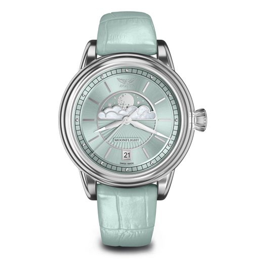 MINT GREEN AVIATOR LEATHER STRAP FOR DOUGLAS MOONFLIGHT V.1.33.0.261.4 - SHINY BUCKLE - STRAPS - ACCESSORIES