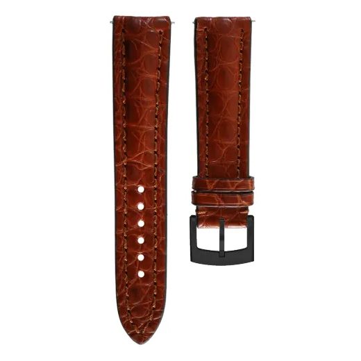 KOŽENÝ ŘEMÍNEK BIATEC Z PRAVÉHO KROKODÝLA | SVĚTLE HNĚDÝ - 20 MM - STRAPS - ACCESSORIES