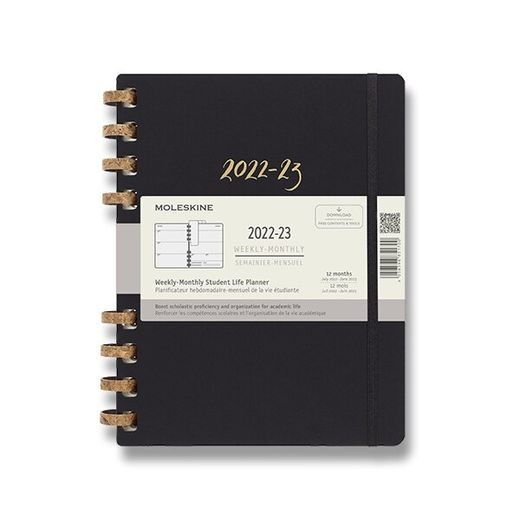 DIÁŘ MOLESKINE SPIRAL ACADEMIC 2023 ČERNÝ - TÝDENNÍ/MĚSÍČNÍ - TVRDÉ DESKY - XL 1206/5730019 - DIÁŘE A ZÁPISNÍKY - OSTATNÍ