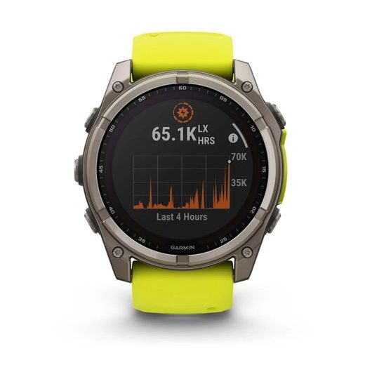 GARMIN FENIX® 8 – 51 MM, SOLAR, SAPPHIRE SAPPHIRE, TITANIUM S YELLOW/GRAPHITE SILIKONOVÝM ŘEMÍNKEM 010-02907-21 - FENIX 8 51MM - ZNAČKY