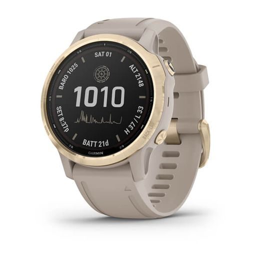 GARMIN FENIX6S PRO SOLAR, LIGHTGOLD/SAND BAND (MAP/MUSIC) 010-02409-11 - GARMIN - BRANDS