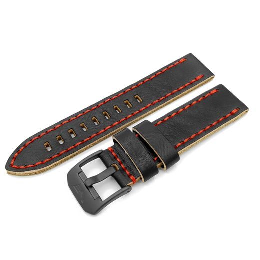 KOŽENÝ ŘEMÍNEK VOSTOK EUROPE PRO ALMAZ 6S11-320C260 - ČERNÝ/ČERNÁ SPONA - ŘEMÍNKY - OSTATNÍ