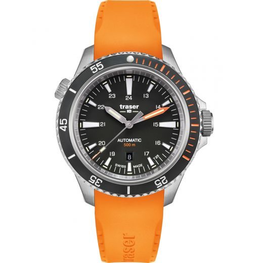 TRASER P67 DIVER AUTOMATIC BLACK ORANŽOVÁ PRYŽ - HERITAGE - BRANDS